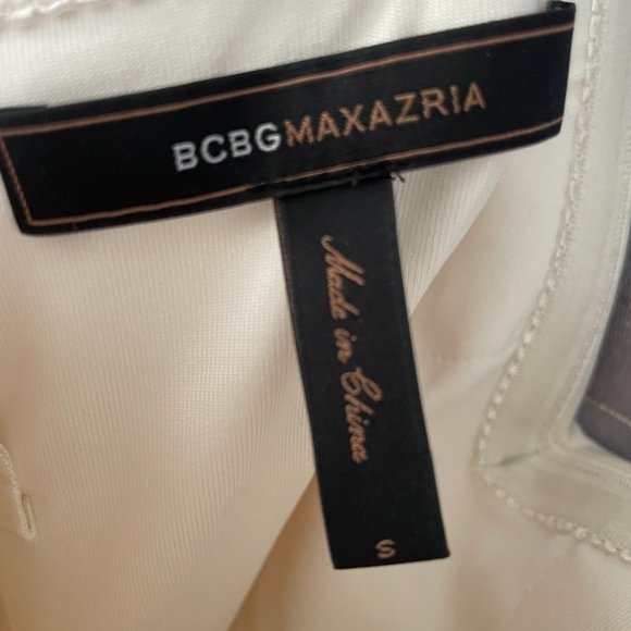 BCBGMAXAZRIA Cream White Custom Tailored Grad / Event High Low Dress Sz S - Picture 9 of 12